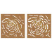 Decor De Perete 2 Buc. 55X55 Cm Model Trandafiri Oțel Corten