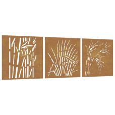 Decor De Perete 3 Buc. 55X55 Cm Model Iarba Oțel Corten
