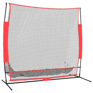 Plasă De Baseball Portabilă Negru/Roșu 215X107X216 Cm Poliester