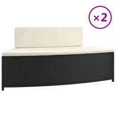 Bănci Pentru Spa Cu Perne, 2 Buc., Negru, Poliratan