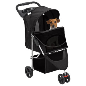 Cărucior Pliabil Pentru Câini Negru 80X46X98 Cm Țesătură Oxford