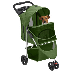 Cărucior Pliabil Pentru Câini Verde 80X46X98 Cm Țesătură Oxford