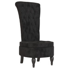 Fotoliu Cu Spătar Înalt, Negru, Catifea, Design Cu Nasturi
