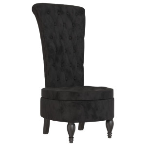Fotoliu Cu Spătar Înalt, Negru, Catifea, Design Cu Nasturi