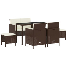 Set Mobilier De Grădină, 6 Piese, Cu Perne, Maro, Poliratan