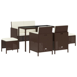 Set Mobilier De Grădină, 6 Piese, Cu Perne, Maro, Poliratan