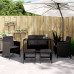 Set Mobilier De Grădină Cu Perne, 6 Piese, Negru, Poliratan