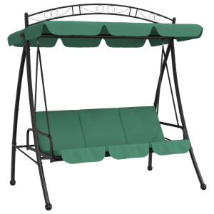 Balansoar De Grădină Cu Baldachin Verde 198 Cm Țesătură Și Oțel