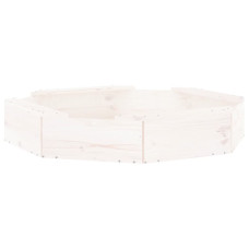 Cutie De Nisip Cu Scaune Octogonale, Alb, Lemn Masiv De Pin