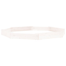 Cutie De Nisip Cu Scaune Octogonale, Alb, Lemn Masiv De Pin