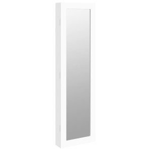Dulap De Bijuterii Cu Oglindă De Perete, Alb, 30X8,5X106 Cm