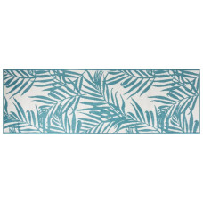 Covor De Exterior, Acvamarin/Alb, 80X250 Cm, Design Reversibil