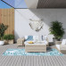 Covor De Exterior, Acvamarin/Alb, 80X250 Cm, Design Reversibil