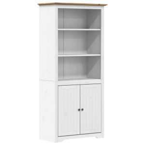 Bibliotecă "Bodo", Alb Și Maro, 82X40X173 Cm, Lemn Masiv De Pin