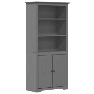 Bibliotecă "Bodo", Gri, 82X40X173 Cm, Lemn Masiv De Pin