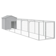 Casă Câine & Acoperiș Gri Deschis 117X609X123Cm Oțel Galvanizat