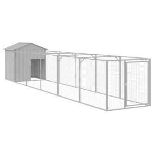 Casă Câine & Acoperiș Gri Deschis 117X609X123Cm Oțel Galvanizat