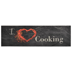 Covor De Bucătărie Lavabil Cooking, Negru, 45X150 Cm, Catifea