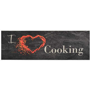 Covor De Bucătărie Lavabil Cooking, Negru, 60X180 Cm, Catifea
