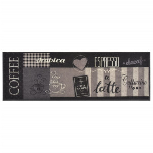 Covor De Bucătărie Lavabil Coffee, Negru, 60X180 Cm, Catifea