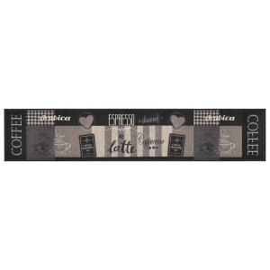 Covor De Bucătărie Lavabil Coffee, Negru, 60X300 Cm, Catifea