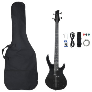 Chitara Bass Electrică Începători, Cu Husă, Negru, 4/4 46"