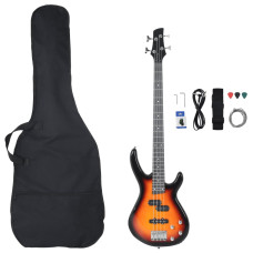 Chitara Bass Electrică Începători, Cu Husă, Maro/Negru, 4/4 46"