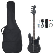 Chitara Bass Electrică Începători, Cu Husă, Negru, 4/4 46"