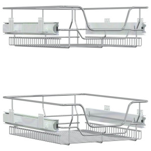 Coșuri Retractabile Din Sârmă, 2 Buc., Argintiu, 45 Cm