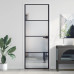 Ușă De Interior Negru 76X201,5 Cm Sticlă Securiz./Aluminiu Slim