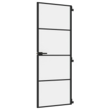 Ușă De Interior Negru 76X201,5 Cm Sticlă Securiz./Aluminiu Slim