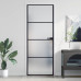 Ușă De Interior Negru 76X201,5 Cm Sticlă Securiz./Aluminiu Slim