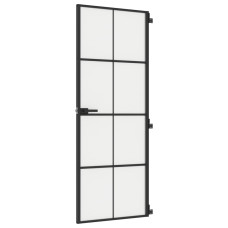 Ușă De Interior Negru 76X201,5 Cm Sticlă Securiz./Aluminiu Slim