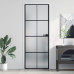 Ușă De Interior Negru 76X201,5 Cm Sticlă Securiz./Aluminiu Slim