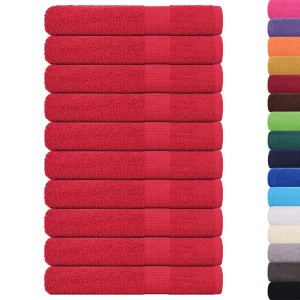 Prosoape 10 Buc Roșu 100X200 Cm 360 G/M² 100% Bumbac