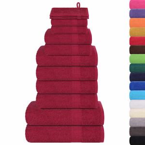 Set Prosoape 12 Piese Bordeaux 360 G/M² 100% Bumbac