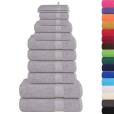Set Prosoape 12 Piese Gri 360 G/M² 100% Bumbac