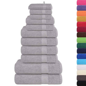 Set Prosoape 12 Piese Gri 360 G/M² 100% Bumbac