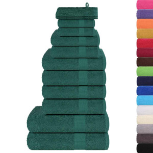 Set Prosoape 12 Piese Verde 360 G/M² 100% Bumbac