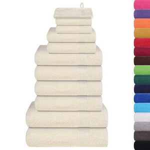 Set Prosoape 12 Piese Cremă 360 G/M² 100% Bumbac