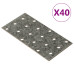 Plăci Perforate, 40 Buc., 2 Mm, 120X60 Mm, Oțel Galvanizat
