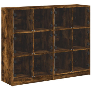 Bibliotecă Cu Uși Stejar Fumuriu 136X37X109 Cm Lemn Compozit