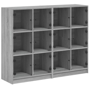 Bibliotecă Cu Uși Gri Sonoma 136X37X109 Cm Lemn Compozit