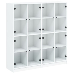 Bibliotecă Cu Uși, Alb, 136X37X142 Cm, Lemn Prelucrat
