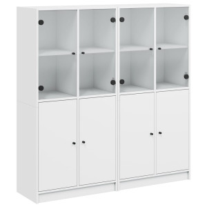 Bibliotecă Cu Uși, Alb, 136X37X142 Cm, Lemn Prelucrat