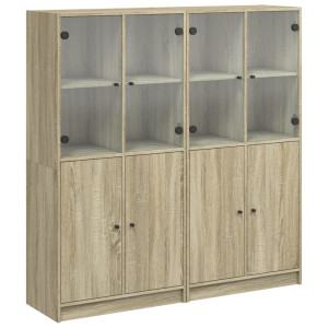 Bibliotecă Cu Uși Stejar Sonoma 136X37X142 Cm Lemn Compozit