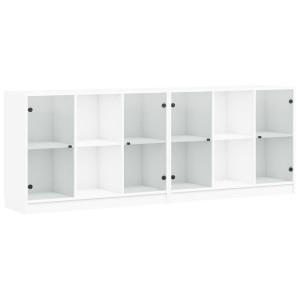 Bibliotecă Cu Uși, Alb, 204X37X75 Cm, Lemn Prelucrat
