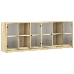 Bibliotecă Cu Uși Stejar Sonoma 204X37X75 Cm Lemn Compozit