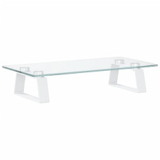 Suport De Monitor, Alb, 40X20X8 Cm, Sticlă Securizată Și Metal
