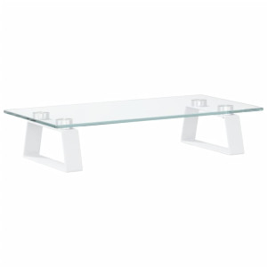 Suport De Monitor, Alb, 40X20X8 Cm, Sticlă Securizată Și Metal
